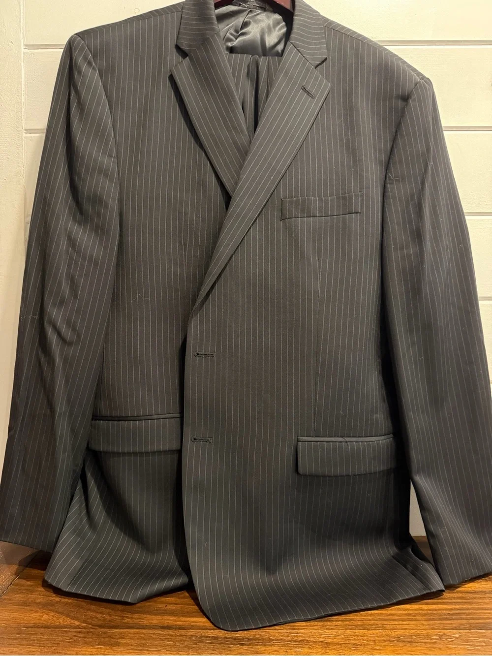 Vintage Ralph Lauren 100% Wool 2 Piece Single Breasted Brown Pinstripe Suit Set
